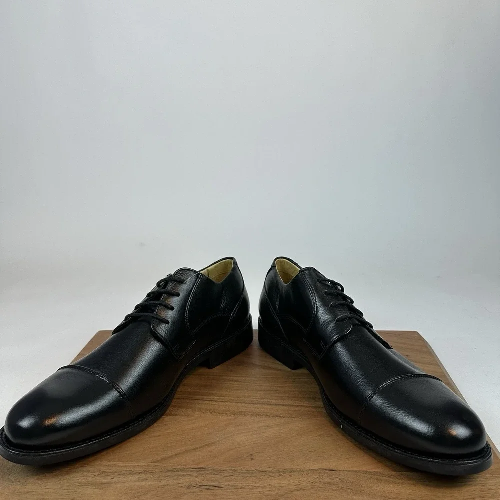 New Mens Belvedere Duke Cap Toe‎ Oxfords Leather Black Dress Shoes Size 11 D